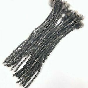 100% Human Hair Dreadlocks Handmade 50/50 Gray Natural - Afro Kinky Medium