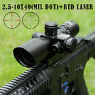 Pinty 2.5-10x40 EG Riflescope Red Green Dual Illuminated Mil Dot Red Laser Sight