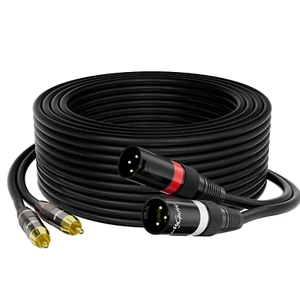 Dual XLR to 2 RCA Stereo Audio Cable 3 FT, Unbalanced 2 XLR to 2 RCA Male Interc - Picture 1 of 7