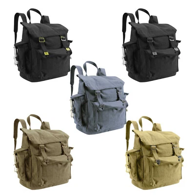 Canvas Bag Vintage Army Military Style Rucksack Work Tool Pocket Sack Backpack - Image 1 of 4