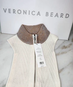 NUEVO CON ETIQUETAS VERONICA BEARD Chaqueta Dickey Inserto TISTA Marfil Marrón Cuello Tortuga Mujer $278 - Imagen 1 de 17