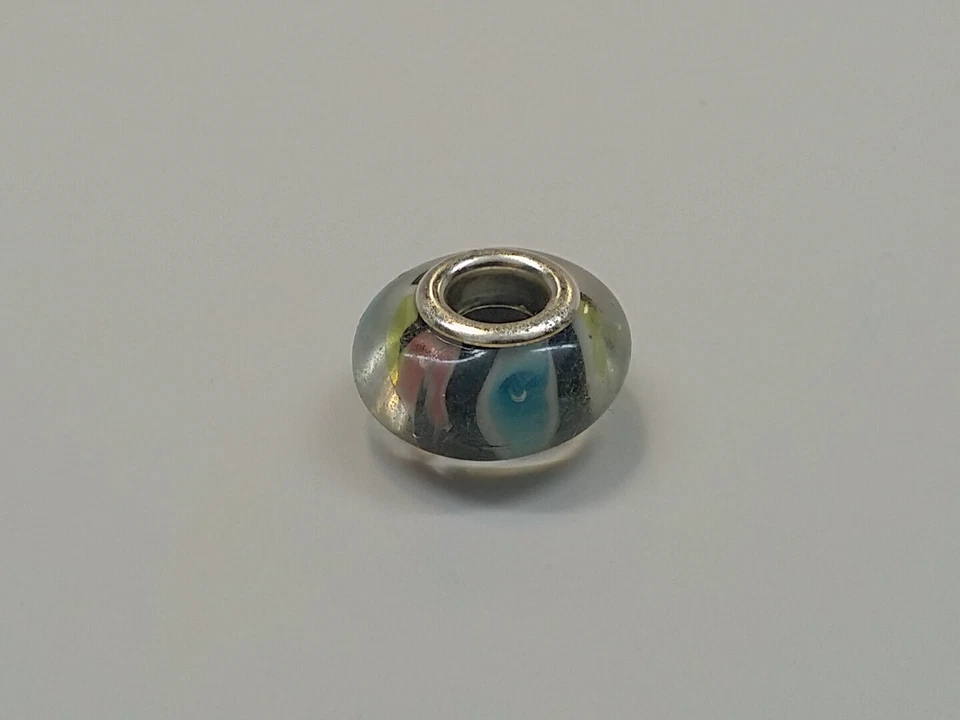 Handmade Lampwork European Beadwith Silver Plated Brass Double Core Qty 2 - Image 1 of 1
