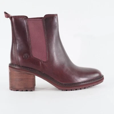Timberland Sienna Damen-Chelsea-Boots hoch A23KA dunkelrot Leder zum Überziehen