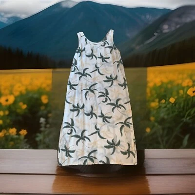 Vestido Paradise Found Marfil Hawaiano Vintage Palmera Resort Wear Talla Grande Rayón Foto 1 de 4