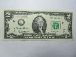 Liars Poker $2 Bill, 5 1's and 2 9's - Picture 1 of 3