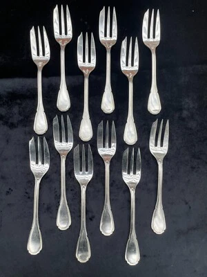 12 forchette dolce in alpacca argentata SAMBONET BAROQUE EPNS - Immagine 1 di 2