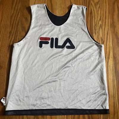 Fila Mesh Tank Top Sz S/M Blue White Reversible Basketball Train Outdoor Jersey - Image 1 of 4