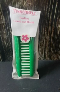 GREEN TINKERBELL Foldable Purse Travel Hair Brush Comb Combo Hong Kong VTG NOS - Picture 1 of 3