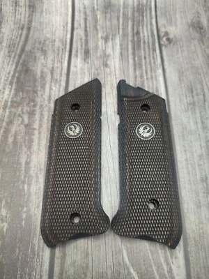 Ruger Mark IV 4 MK IV Wood Grips Checkered Dark Brown Grip Panels Factory OEM - Image 1 of 3