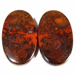 43.05Cts100%Natural Moroccan Seam Agate Oval pair Cab Rare Pair Gemstone - Picture 1 of 3