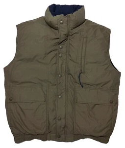Gilet imbottito vintage REI uomo full zip snap down verde grande L - Foto 1 di 10
