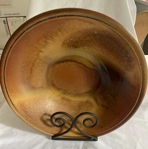 JOHN BAUMAN POTTERY Pumpkin Spice Glazed 12” Bowl Warsaw Indiana Signed - Picture 1 of 8