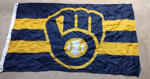 Milwaukee Brewers 3x5 Flag Man Cave Flag Retro Glove Logo MLB Baseball MKE Cover