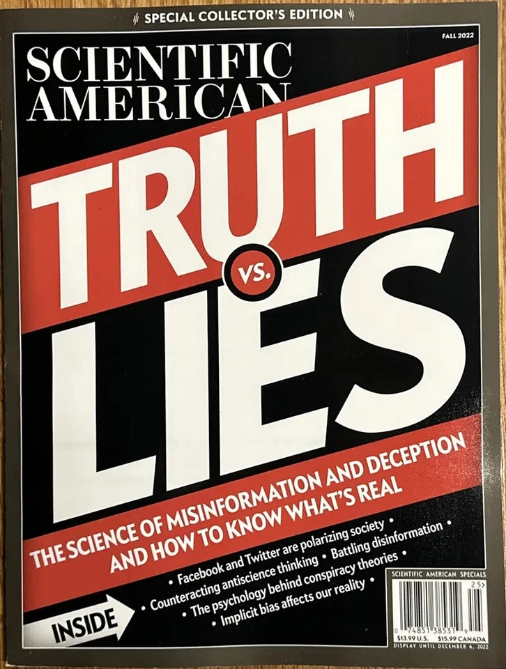 SCIENTIFIC AMERICAN MAG. SPECIAL COLLECTOR EDITION FALL 2022 TRUTH VS LIES Foto 1 de 1