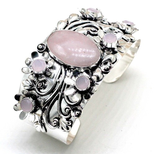 VALENTINO Bracciale gioiello pietre preziose quarzo rosa argento sterling 925 misura ADJ