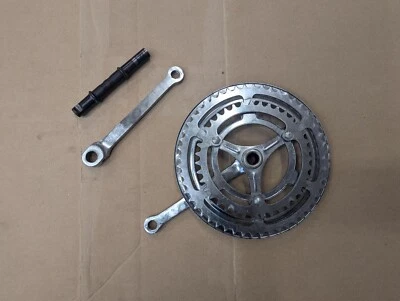 Juego de manivelas de bicicleta francesas Nervar vintage con husillo, 39/52 T Foto 1 de 4