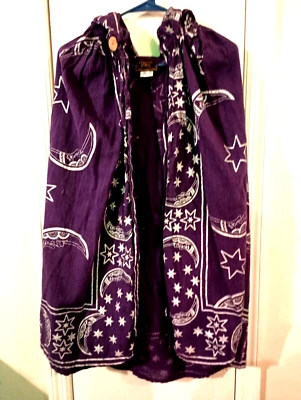 Ancient Circles Stars & Moons Purple Hooded Cloak. - Image 1 of 3