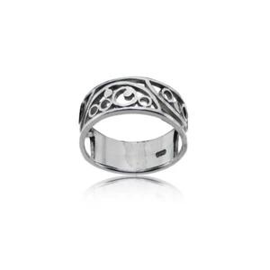 Anillo de plata esterlina alto pulido filigrana remolino, talla 8 - Imagen 1 de 4