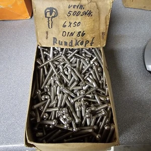 DIN 86 vernickelt Rundkopf Gewindeschrauben M 6 X 50  10 Stück - Bild 1 von 3