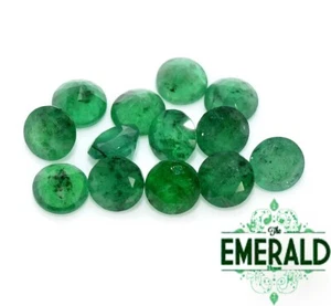4.50 mm Natural Emerald Round Cut Lot 05 Pcs 1.54 CTS Untreated Loose Gemstones - Bild 1 von 5
