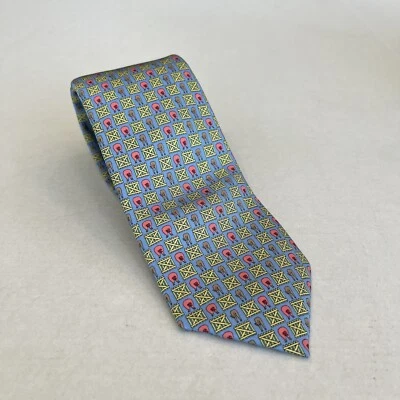 Corbata Peter Blair Azul con Animales de Granja y Vallas 100% Seda Importada Hecha en EE. UU. Foto 1 de 3