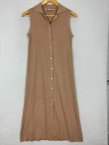 ZARA Womens Dress Size Small Button Down Collared Ribbed Knit Viscose Nylon - Picture 1 of 9