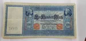 LOTTO GERMANIA DI 5 BANCONOTE 100 MARCHI 1910 SIGILLO ROSSO CIRCOLATO MOLTO RARO - Foto 1 di 5