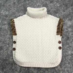 Suéter Aspen Niños Niñas Poncho 7-8 Crema Cuello de Tortuga Botones Borde de Piel Lateral - Imagen 1 de 12