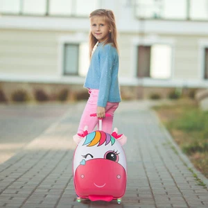 16" Hard Shell Carry On Travel Suitcase Kids Rolling Luggage w/ Flashing Wheels - Picture 1 of 5