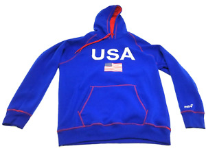 USA Soccer Mitre Hoodie Sweatshirt Mens Large Blue White Red Flag