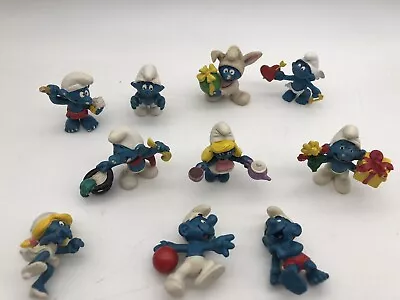 Lot of 10 Vintage SMURFS Figures from 1970s and 1980s-GOOD SHAPE-FAST SHIPPING - Image 1 of 4