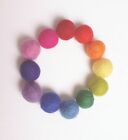 2cm Rainbow Felt Balls x36 Pom Poms Garland Baby Mobile Handmade 100% Wool UK