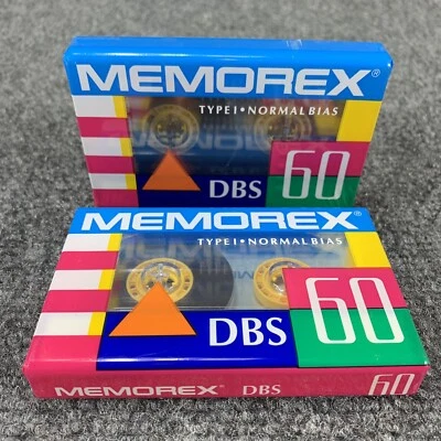 Memorex ПУСТАЯ КАССЕТА DBS 60 записываемый нормальный смещение новый запечатанный лот из 2 - Изображение 1 из 4