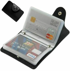 BOLSO BILLETERA DE BOLSILLO CUERO PU IDENTIFICACIÓN DE CRÉDITO 24 TARJETAS BOLSO DE NEGOCIOS NEGRO ROJO - Imagen 1 de 10
