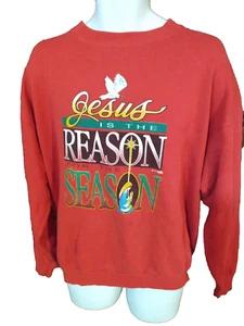 Vintage 90s Jesus Is The Reason For The Season Sweatshirt XL Christmas Holidays - Bild 1 von 6