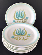 Vintage Franciscan Tulip Time (8) Dinner Plates 10 3/4” Mid Century Blue Flower