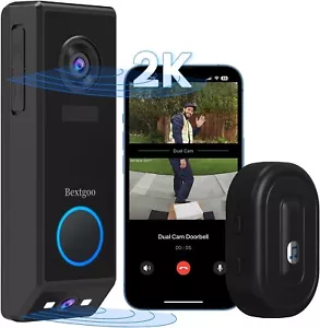 Dual-Lens Doorbell Camera Wireless, Bextgoo 2K Video Doorbell with 10000mAh Batt - Picture 1 of 10