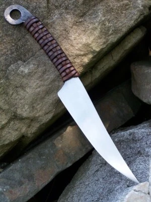 13" FERRAMENTA PERSONALIZADA FEITA À MÃO D2 LÂMINA DE AÇO BOWIE DE CAÇA COM CABO DE COURO + BAINHA - Imagem 1 de 3