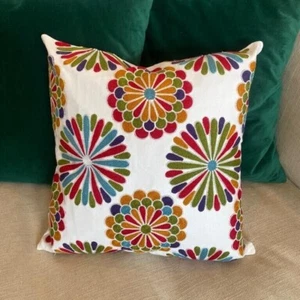 Moroccan Handmade Embroidered Multicolored Decorative 18” Throw Pillow Case - Picture 1 of 2