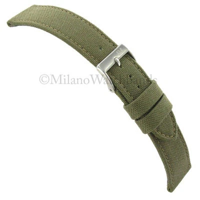 Correa de reloj para hombre Morellato acolchada cosida de lona verde militar 20 mm Foto 1 de 3