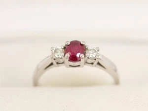 Diamant und Rubin Trilogie Ring 18kt Weißgold Damen Größe L 1/2 750 3g Br62 - Bild 1 von 4