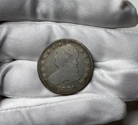 1821 Capped Bust Silver Quarter - Better Date - Good - Great US Type Coin! Cover