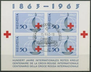 Schweiz 1963 100 Jahre Internationales Rotes Kreuz Block 19 gestempelt (C96274) - Bild 1 von 1