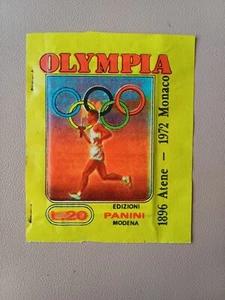 BUSTINA FIGURINE OLYMPIA PANINI LIRE 20 ATENE 1896 MONACO 1972 SIGILLATA FORI - Foto 1 di 2