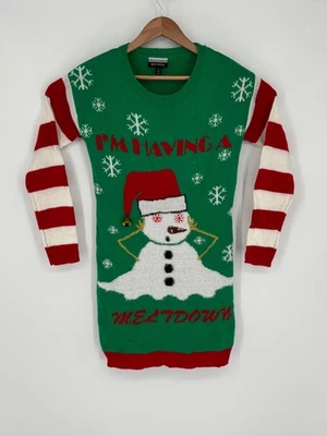 Женский длинный рождественский свитер Allison Brittney Snowman Meltdown Размер Small H4 - Изображение 1 из 3