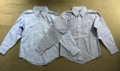 BROOKS BROTHERS 2 dress shirts solid blue & blue/white striped NWOT Boy’s S/8 - Image 1 of 4