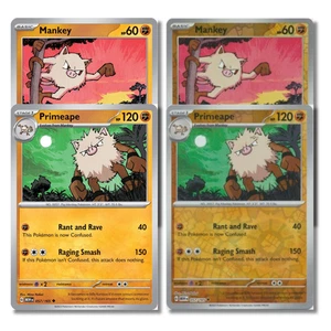 Pokémon 151 Mankey Primeape Evolution Set NM Non Holo + Reverse | Free Ship - Picture 1 of 1