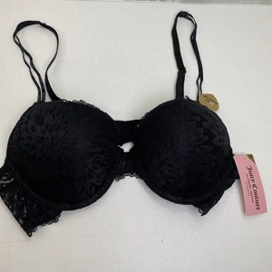 NWT Women Juicy Couture Sexy Push Up Bra Sz 36B Black Lace - Picture 1 of 11