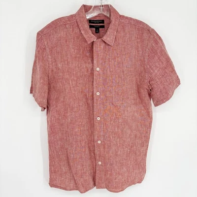 Banana Republic S Small Relaxed Slim Linen Short Sleeve Shirt Top Mens Reddish - Image 1 of 4
