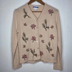 Cárdigan Pendelton Mujer Vintage Mezcla Lana Floral Bordado Talla M Dinero Antiguo - Imagen 1 de 8